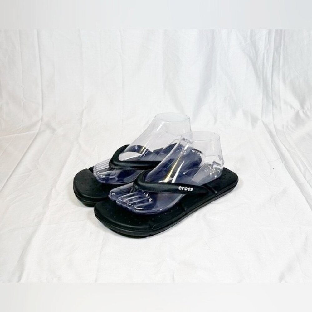 Crocs Womens Black Captiva Cushioned Thongs Flip Flops~9~